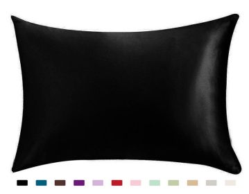 Pillowcase Satin Solid Color Simulation Silk Single Pillowcase Ice Silk Pillowcase (Option: black-20x26inches-1PC)