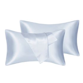 75D Satin Artificial Silk Pillowcase (Option: Sky Blue-Standard 20X26in-1Pairs)