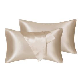 75D Satin Artificial Silk Pillowcase (Option: Champagne-Queen 20X30in-1Pairs)