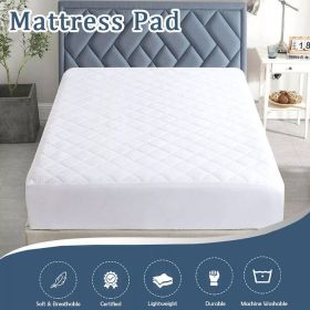 Mattress Pad Quilted Cooling Mattress Topper Cover Breathable Filled T F Q King (Option: King)