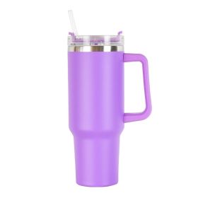 40oz Stainless Steel Handle Bottle Car Cup Double-layer Vacuum Iced Beer Cup Outdoor Portable Travel Insulation Cup (Color: Dark Violet, size: 40oz)