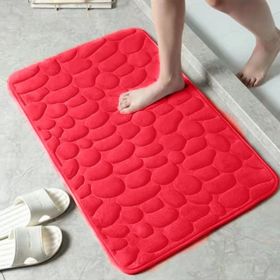 1pc Memory Foam Bath Rug | Cobblestone Embossed & Non-Slip (Color: Red, size: 50*80cm)