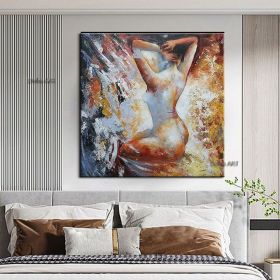 Handmade Nude Abstract Oil Painting | Modern Square Canvas Art (size: 90x90cm)