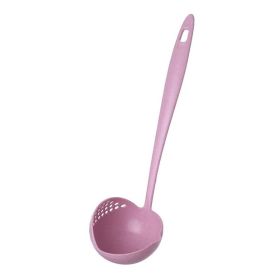 1pc 2-in-1 Filter & Soup Spoon | Eco-Friendly Long Handle Utensil (Color: Pink)