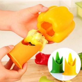 Fruit & Vegetable Corer | Green Peppers & Tomatoes Core Remover (Color: Yellow)