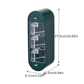 1 Piece Wall-Mounted Spice Box Organizer | Adhesive Seasoning Storage (Color: Dark Green)