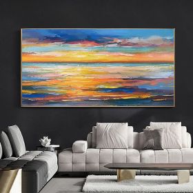 Handmade Abstract Dusk Landscape Oil Painting | Canvas Wall Art (size: 150x220cm)