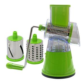 1pc Rotary Cheese Grater & Vegetable Slicer | 3 Interchangeable Blades (Color: Green)