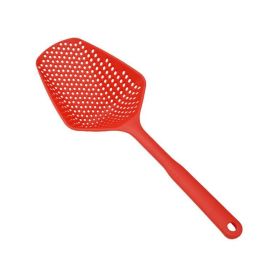 1pc Colander Spatula Strainer | Large Nylon & Silicone Soup Spoon (Color: Red)