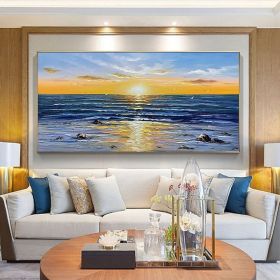 Hand-Painted Horizontal Panoramic Oil Painting | Modern Abstract Art (size: 40x80cm)