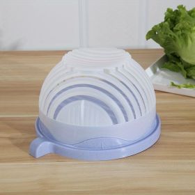 1pc Fruit Salad Cutter Bowl | Vegetable Cutting & Salad Bowl (Color: Blue)