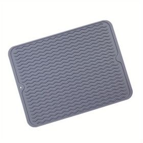 1pc Silicone Dish Drying Mat | Heat-Resistant & Anti-Slip Coaster (Color: Dark Grey)