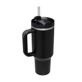 1200ml Stainless Steel Thermal Travel Mug with Handle & Straw - 40 Oz (Color: C, Capacity: 1200ml)