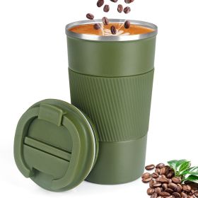 1pc Stainless Steel Vacuum Insulated Tumbler | Spill-Proof Travel Mug (Color: Green, Capacity: 17oz)