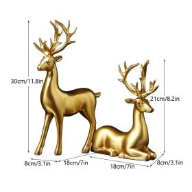 Golden Couple Deer Figurines | Nordic Resin Animal Sculptures (Color: Couple Deers)