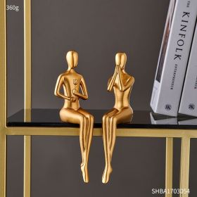 Abstract Golden Resin Sculpture | Modern Home Decor Figurine (Color: 2PCS-LOVE)