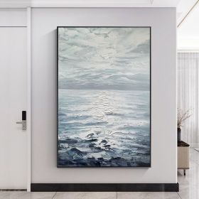 Hand-Painted Abstract Seascape Oil Painting | Nordic Wall Art (size: 75x150cm)