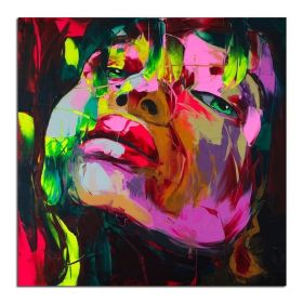 Handmade Francoise Nielly Face Oil Painting | Colorful Palette Knife Art (size: 150x150cm)