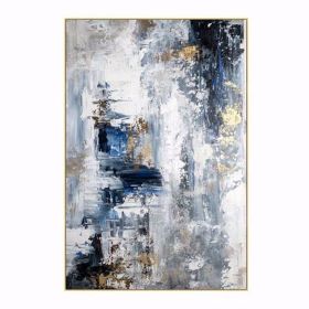 Hand-Painted Abstract Blue Oil Painting | Modern Textured Wall Art (size: 90x120cm)