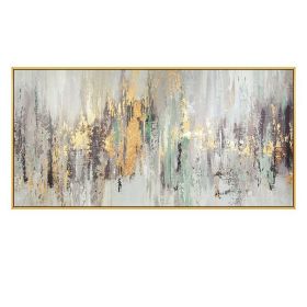 Handmade Vertical Abstract Oil Painting | Large Golden Wall Art (size: 70x140cm)