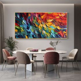 Handmade Colorful Feathers Oil Painting on Canvas | Large Wall Art (Style: 1, size: 150x220cm)