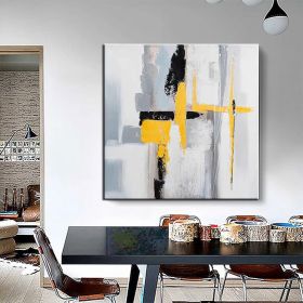 Hand-Painted Black, White & Gold Abstract Oil Painting | Modern Wall Art (Style: 1, size: 150x150cm)