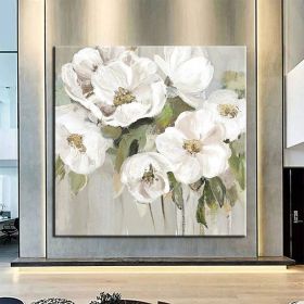 Hand-Painted Flower Oil Painting | Modern Abstract Wall Art (Style: 1, size: 70x70cm)