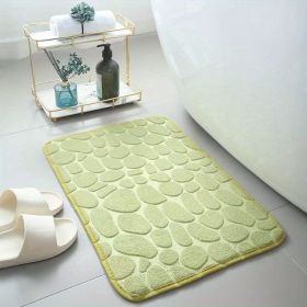 1pc Non-Slip Memory Foam Bath Rug | Cobblestone Embossed & Absorbent (Color: Green)