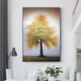 Hand Painted Oil Painting Original Tree Painting on Canvas Large Abstract Gold Big Tower Tree Landscape Acrylic Oil Painting Modern Living Room Wall A (Style: 1, size: 50x70cm)