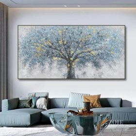 Hand-Painted Blue Tree Oil Painting on Canvas | Modern Abstract Art (Style: 1, size: 100x150)