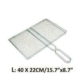 1pc Stainless Steel BBQ Grilling Basket | Portable Folding Fish Basket (size: L)