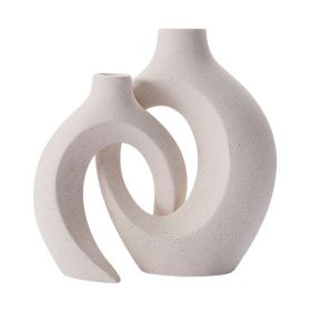 2pc Nordic Ceramic Vase Set | White Matte Modern Decor (Color: Snuggle Set, Ships From: China)