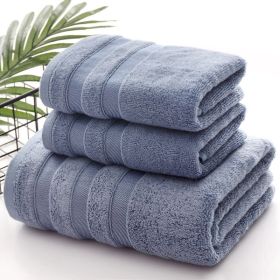 3-Piece Linen Bath Towel Set | 100% Cotton Soft & Absorbent (Color: Blue)