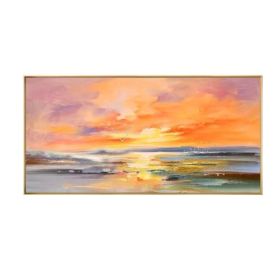 Hand-Painted Abstract Setting Sun Oil Painting | Frameless Canvas Art (size: 40x80cm)