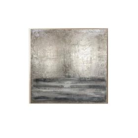 Hand-Painted Silver Gray Abstract Oil Painting | Large Canvas Wall Art (size: 70x70cm)