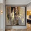 Large Hand-Painted Abstract Golden Oil Painting | Canvas Wall Art