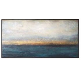 Handmade Large Abstract Blue Oil Painting | Texture Art for Living Room (size: 50x100cm)