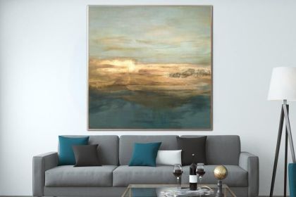 Gold Foil Acrylic Painting | Large Abstract Canvas Art (size: 100x100cm)