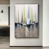 Hand-Painted Abstract Boat Oil Painting | Modern Canvas Wall Art