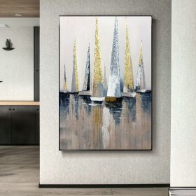 Hand-Painted Abstract Boat Oil Painting | Modern Canvas Wall Art (size: 90x120cm)