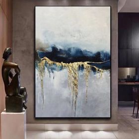 Handmade Abstract Golden Texture Oil Painting | Large Canvas Wall Art (size: 150x220cm)