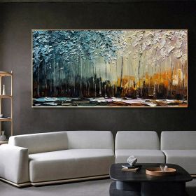 Hand-Painted Abstract Landscape Oil Painting | Thick Texture Canvas Art (size: 75x150cm)