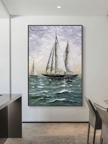 Hand-Painted Sunrise Seascape Oil Painting | Abstract Canvas Art (size: 100x150cm)