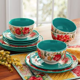 12-Piece Teal Dinnerware Set | Stylish & Durable Tableware (Color: Teal)