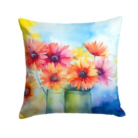 Gerbera Daisies in Watercolor Throw Pillow Machine Washable, Indoor Outdoor Decorative Pillow for Couch, Bed or Patio, 18Hx18W (Default: Default)