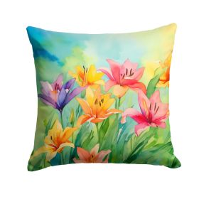 Lilies in Watercolor Throw Pillow Machine Washable, Indoor Outdoor Decorative Pillow for Couch, Bed or Patio, 18Hx18W (Default: Default)