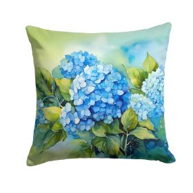 Hydrangeas in Watercolor Throw Pillow Machine Washable, Indoor Outdoor Decorative Pillow for Couch, Bed or Patio, 18Hx18W (Default: Default)