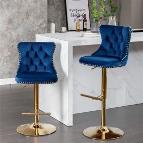 Furniture,Golden Swivel Velvet Barstools Adjustable Seat Height from 25-33 Inch (Color: as picture)