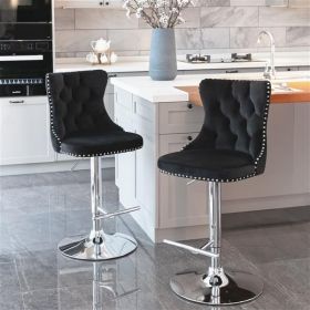 Furniture,Swivel Velvet Barstools Adjustable Seat Height from 25-33 Inch (Color: as picture)