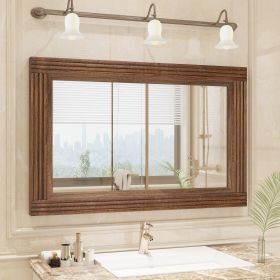 Solid Wood Frame Bathroom Mirror | Flat Design (40*26*2 inch: Brown)